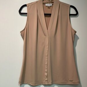 Calvin Klein Tan Sleeveless V Necked Top Size S/CH/P